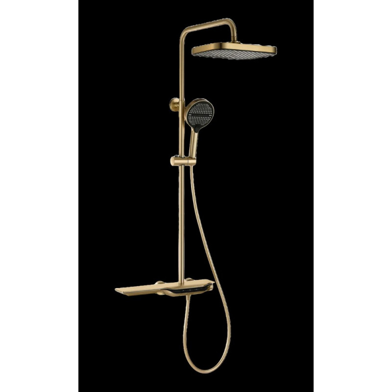 Душевая колонна с термостатическим смесителем Mixxus Premium SPACE-009-J Brushed gold, 3 режима (MI6541)