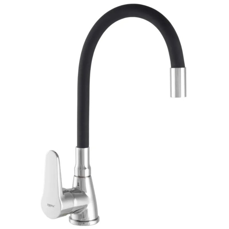 Смеситель для кухни Zerix SOP7 146 с черным гибким изливом (ZX2654)