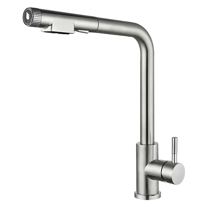 Смеситель для кухни с выдвижным изливом Mixxus LUX-021 PULL из нерж. стали SUS304 (MI8229)