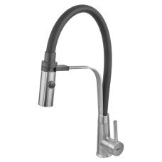 Смеситель для кухни с силиконовым изливом Zerix MAG-017 Refl.Black из нерж. стали SUS304 (изл.черный) (ZX6001)