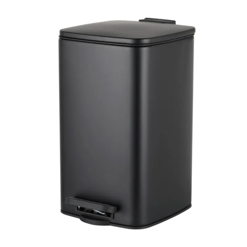 Мусорное ведро с плавным закрытием квадратное Zerix Kubix-TC0108 Black 8 л цвет черный (ZX5892)