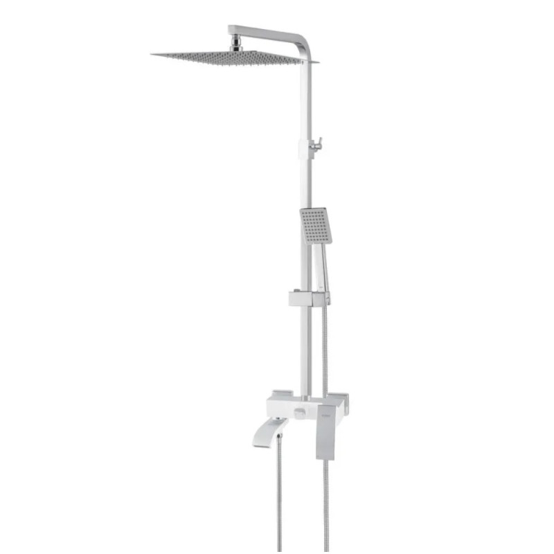 Душевая колонна KOER KB-56007-04 со смесителем, 3 функции (Цвет хром+белый) (KR5159)
