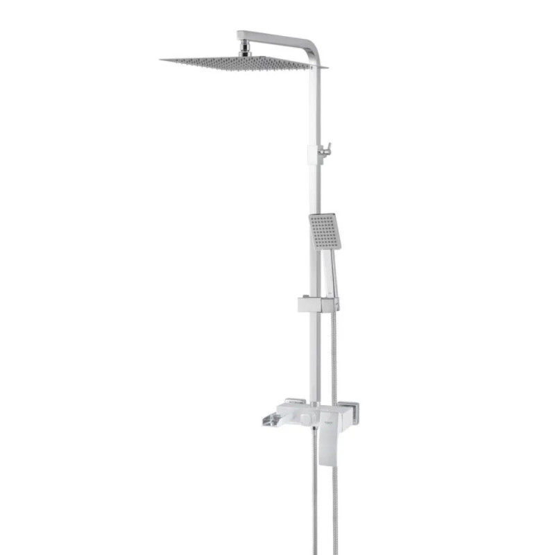Душевая колонна KOER KB-58007-04 со смесителем водопад, 3 функции (Цвет хром+белый) (KR5161)
