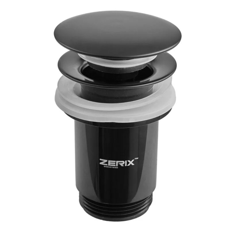 Донний клапан для раковини Zerix BV-01 BLACK 1 1/4'' з переливом автоматичний СLICK-СLACK (Колір чорний) (ZX6016)