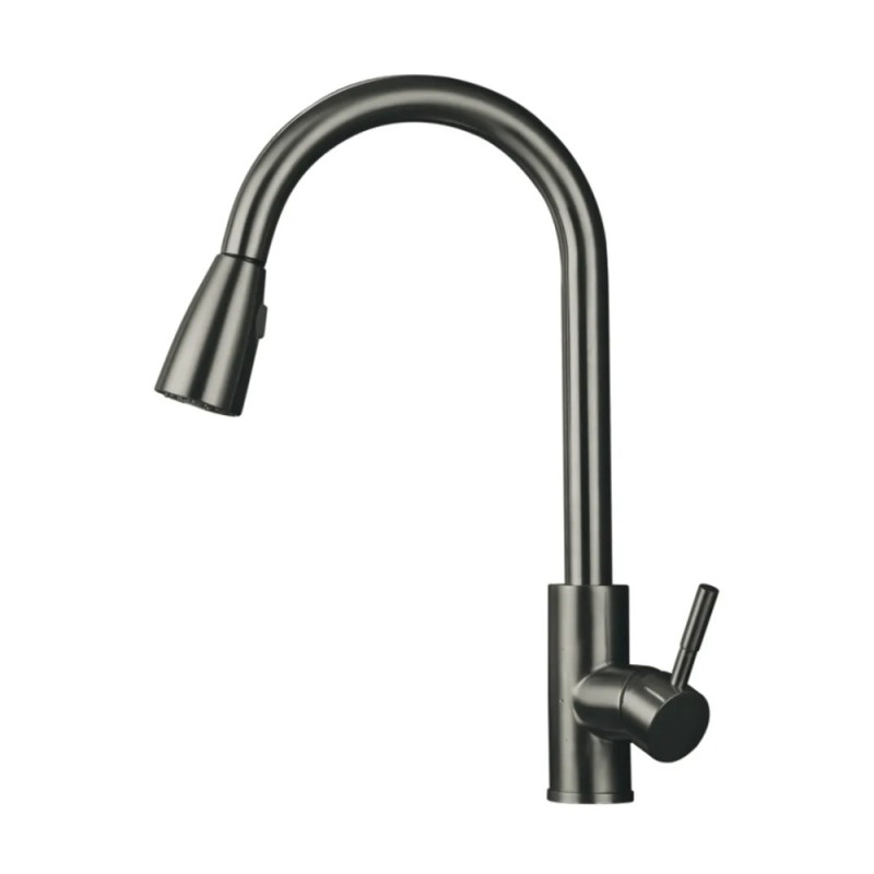 Смеситель для кухни Mixxus SUS-014-B Graphite с выдвижной лейкой из нерж.стали (MI6564)