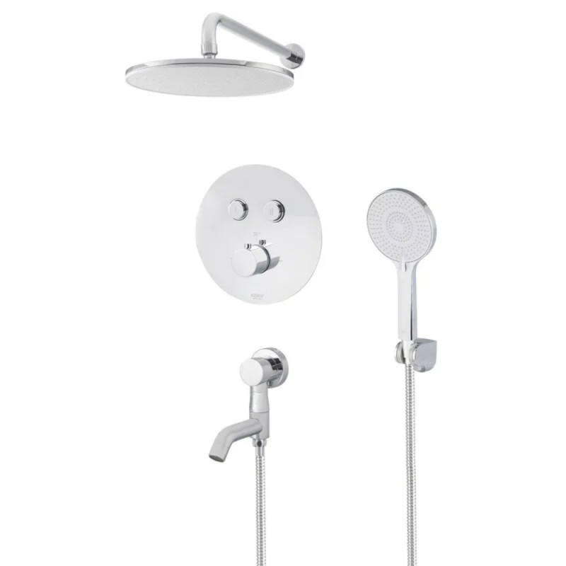 Встраиваемая душевая система с термостатом Koer KB-67012-01 (Цвет хром) (KR4728)