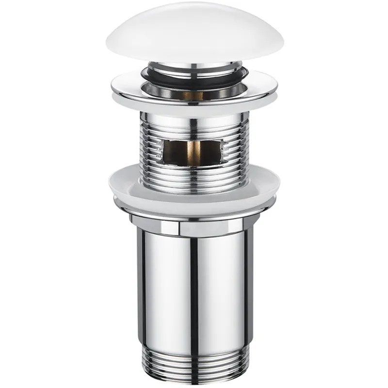 Донный клапан для раковины Koer PW-07-11 1 1/4'' с переливом автоматический СLICK-СLACK (Белая керам.накл.) (KR5784)