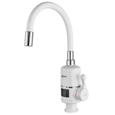 Проточный водонагреватель Zerix ELW06-EF-WHITE 3,3 kW с индикатором температуры, силиконовый излив, на мойку (ZX5856)