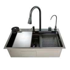 Мойка многофункциональная Mixxus MH7546-SET-08 Decor Graphite со встроенным смесителем из нерж. стали (MI8456)