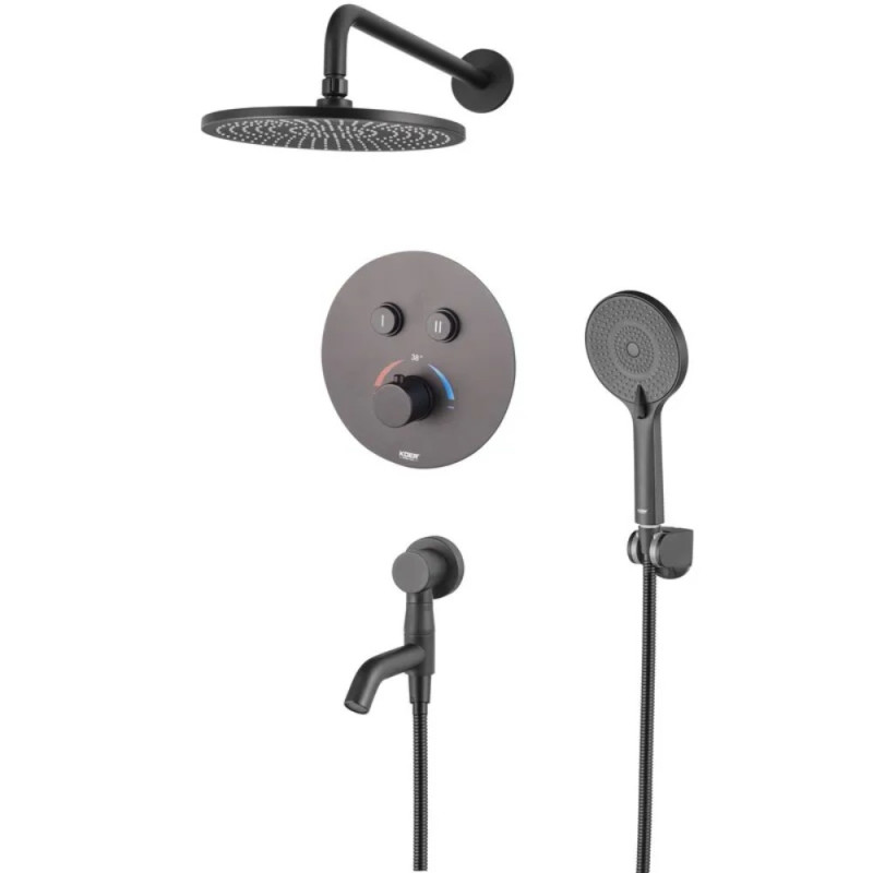 Встраиваемая душевая система с термостатом Koer KB-67012-05 (Цвет черный) (KR4729)