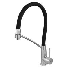 Смеситель для кухни с силиконовым изливом Zerix FUL-017 Refl.Black из нерж. стали SUS304 (изл.черный) (ZX5992)