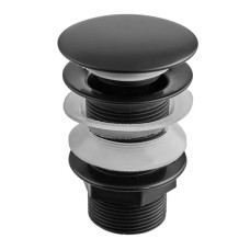 Донний клапан для раковини Zerix BV-02 BLACK 1 1/4''  без переливу автоматичний СLICK-СLACK (Колір чорний) (ZX6018)