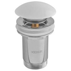 Донный клапан для раковины Koer PW-08-11 1 1/4'' без перелива автоматический СLICK-СLACK (Белая керам.накл) (KR5788)