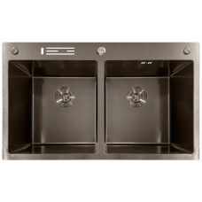 Мойка из нержавеющей стали MIXXUS MH8350-DK NANO-BLACK (3.0/0.8) цвет графит (MI7053)
