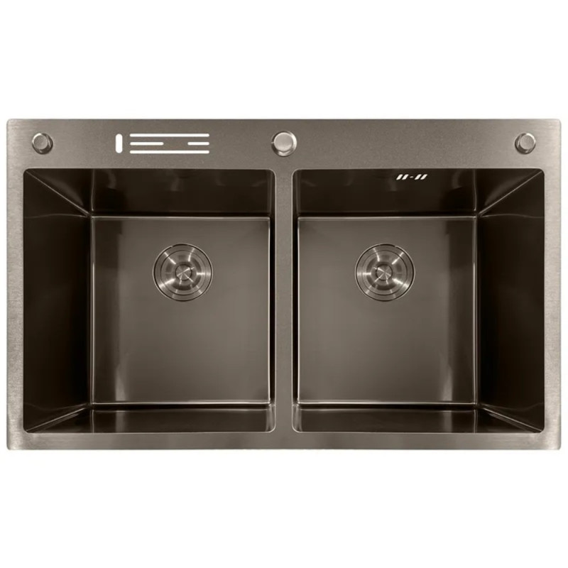 Мойка из нержавеющей стали MIXXUS MH8350-DK NANO-BLACK (3.0/0.8) цвет графит (MI7053)
