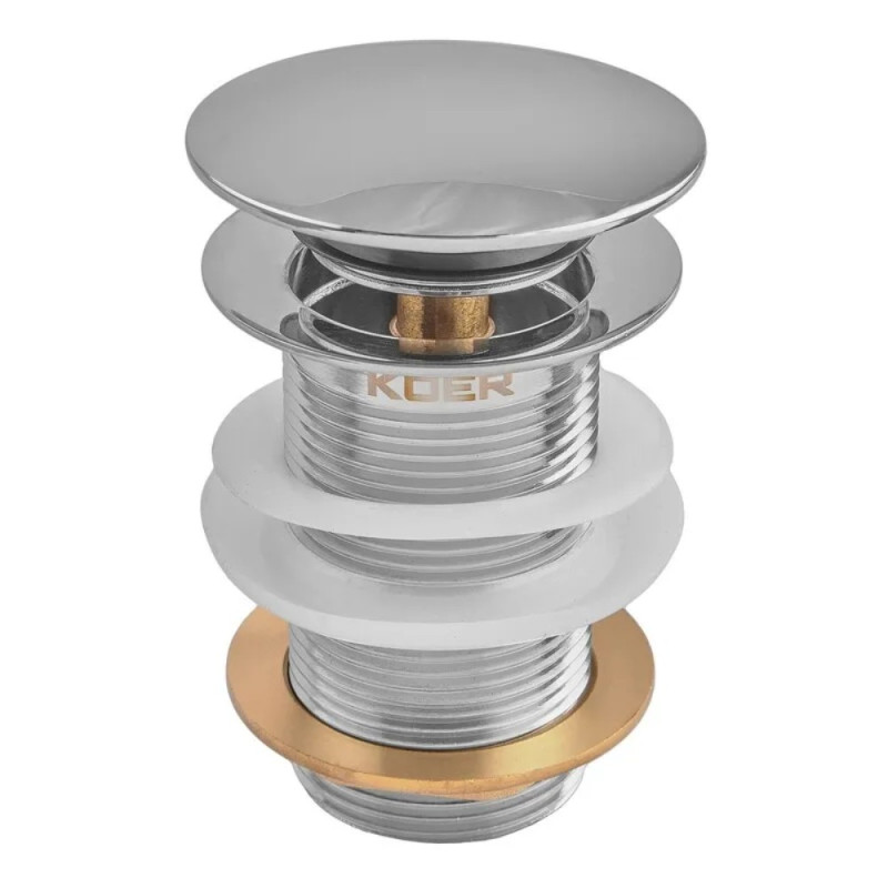 Донный клапан для раковины Koer PW-12-01 1 1/4'' без перелива автоматический СLICK-СLACK (Цвет хром) (KR5798)