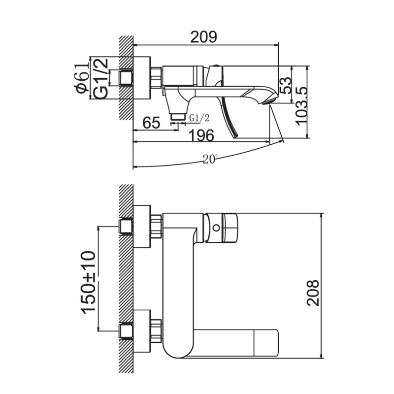 Змішувач для ванни Haiba Bolero 009 короткий вилив з поворотним перемикачем (HB9578)