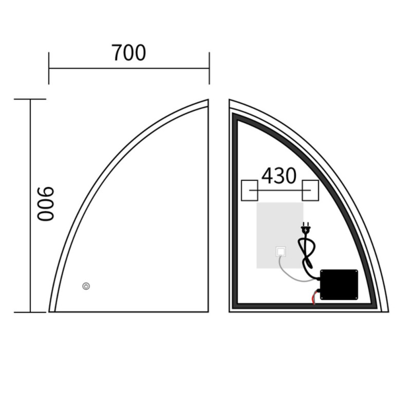 Дзеркало Mixxus Premium TOPPER MS02-75x100 з Led Touch, Anti-fog, димером (3-6,5kK) (MP6634)