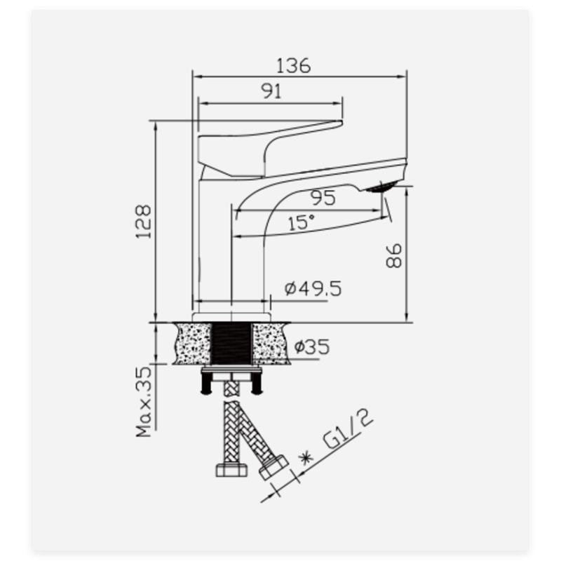 Смеситель для умывальника Haiba Arno 001 (NUT) (HB9674)
