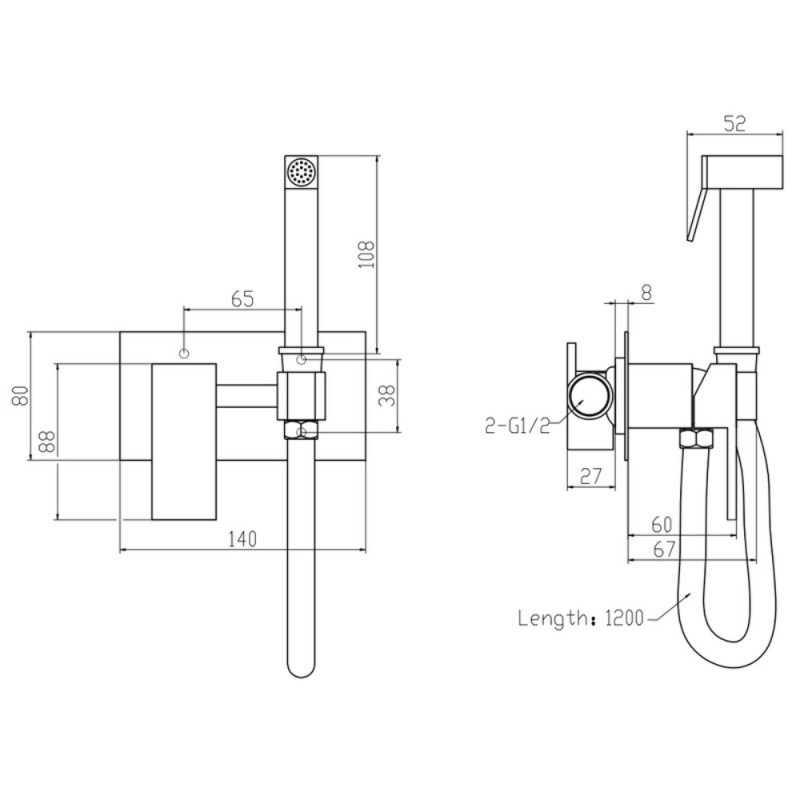 Смеситель для гигиенического душа Mixxus Premium Bend 002 Inner с лейкой (MI6924)