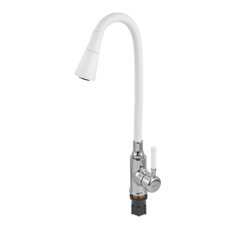 Змішувач для кухні Zerix Atrium-011-T Refl.WHITE (Колір хром+силік.вилив білий) (ZX4719)