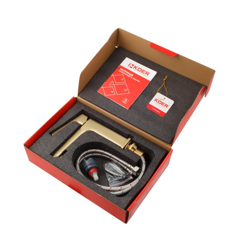 Змішувач для умивальника Koer KB-10031-12 (Колір матове золото) (KR5973)