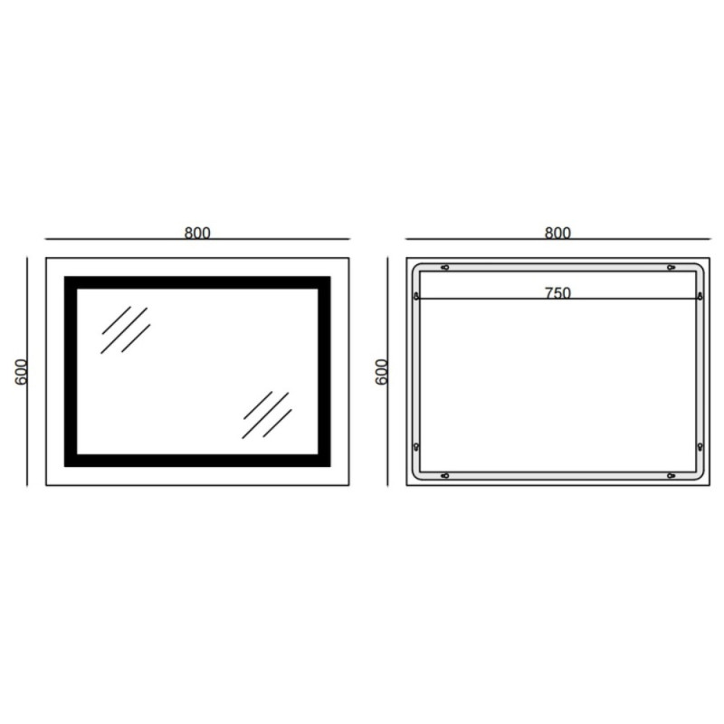 Зеркало Mixxus STYLE MR03-80x60 с Led Touch, Anti-fog, димером, регулятором яркости, часами (MI6005)