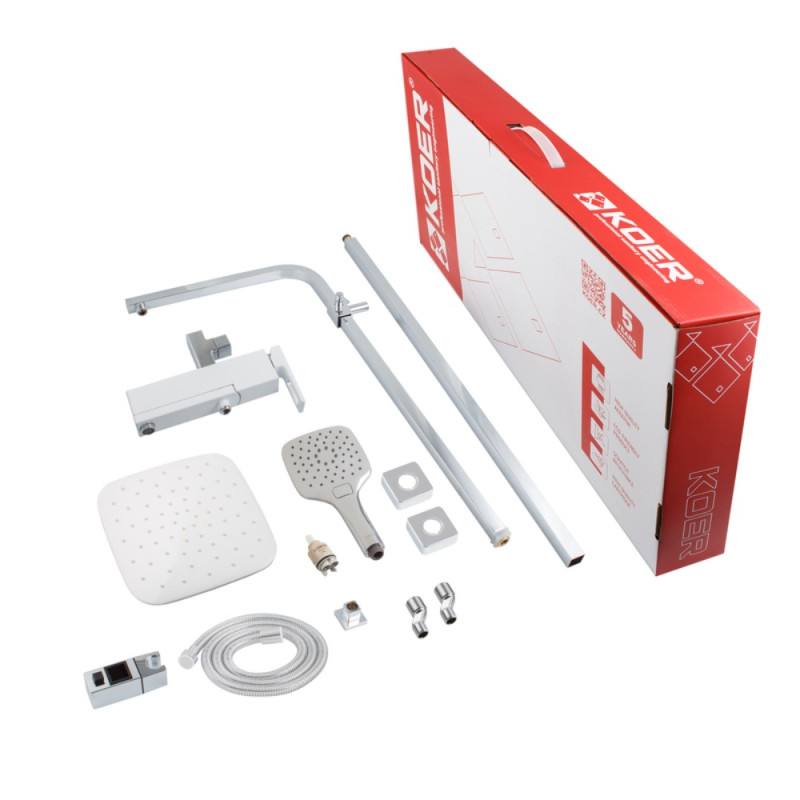 Душова колона зі змішувачем Koer KB-56009-04 3 функціі (Колір хром+білий) (KR5987)