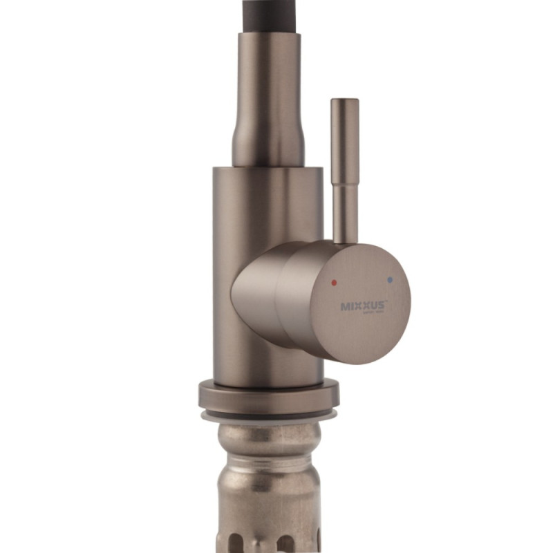 Смеситель для кухни Mixxus SEO-011-T Graphite Refl.Black из нерж.стали SUS304 (Цв.графит+сил.излив черный) (MI8434)