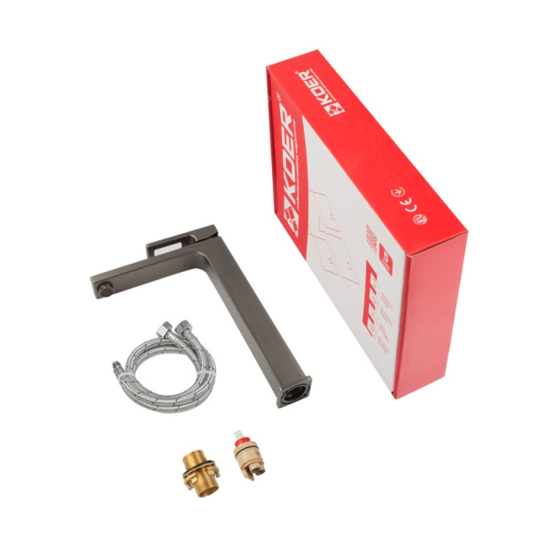 Смеситель для умывальника высокий Koer KB-11009-07 (Цвет графит) (KR5978)