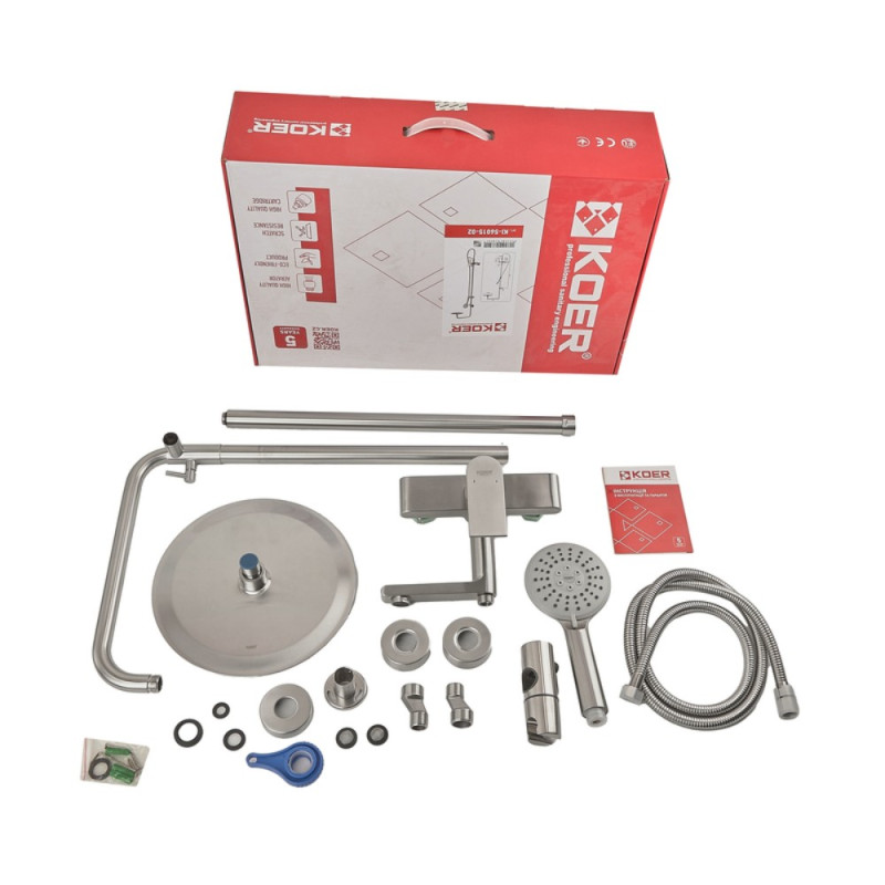 Душевая колонна со смесителем Koer KI-56015-02 (из нерж. стали) (Цвет нерж) (KR4784)