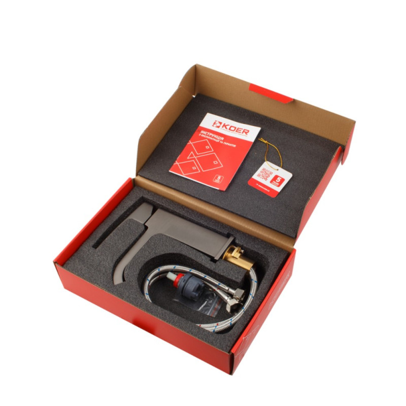 Смеситель для умывальника Koer KB-10037-07 (Цвет графит) (KR5999)
