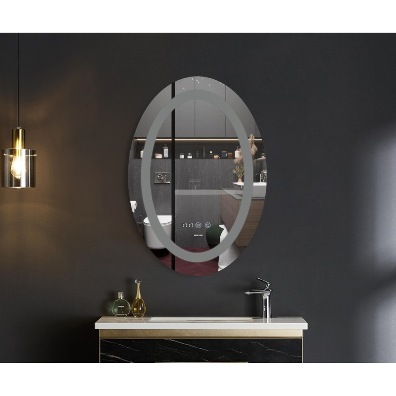 Зеркало Mixxus PLAIN MV02-50x70 с Led Touch, Anti-fog, димером, регулятором яркости, часами (MI6010)