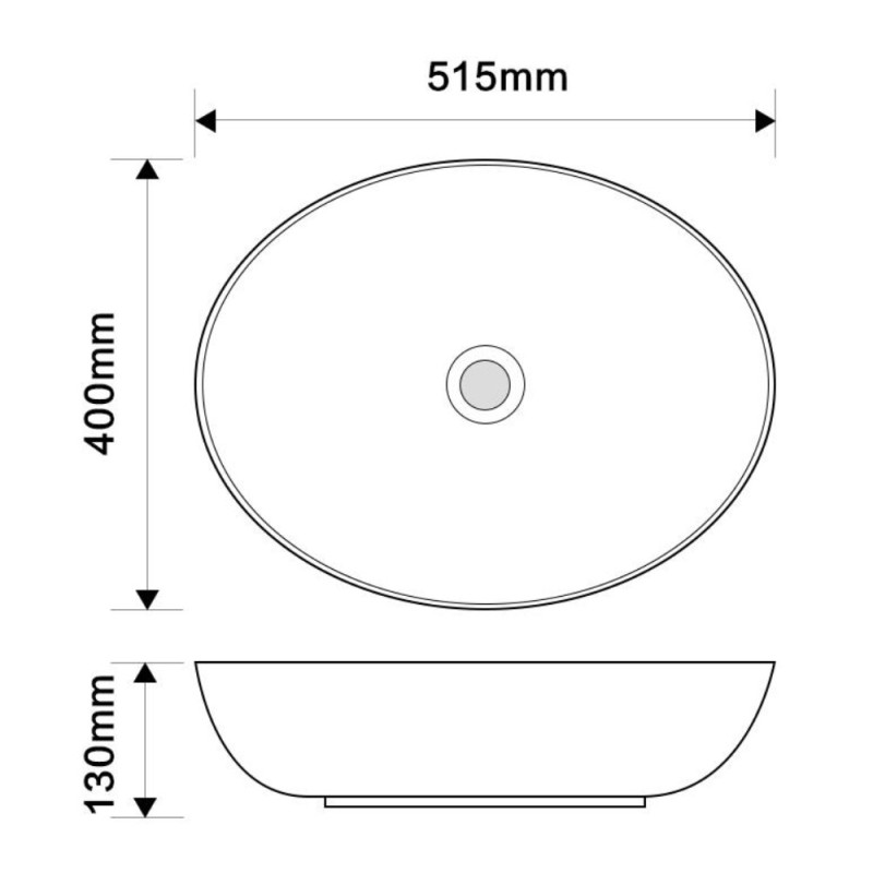 Раковина накладная Mixxus Premium ELLIPSE-0102 MARBLE 515х400х130mm (MP6552)