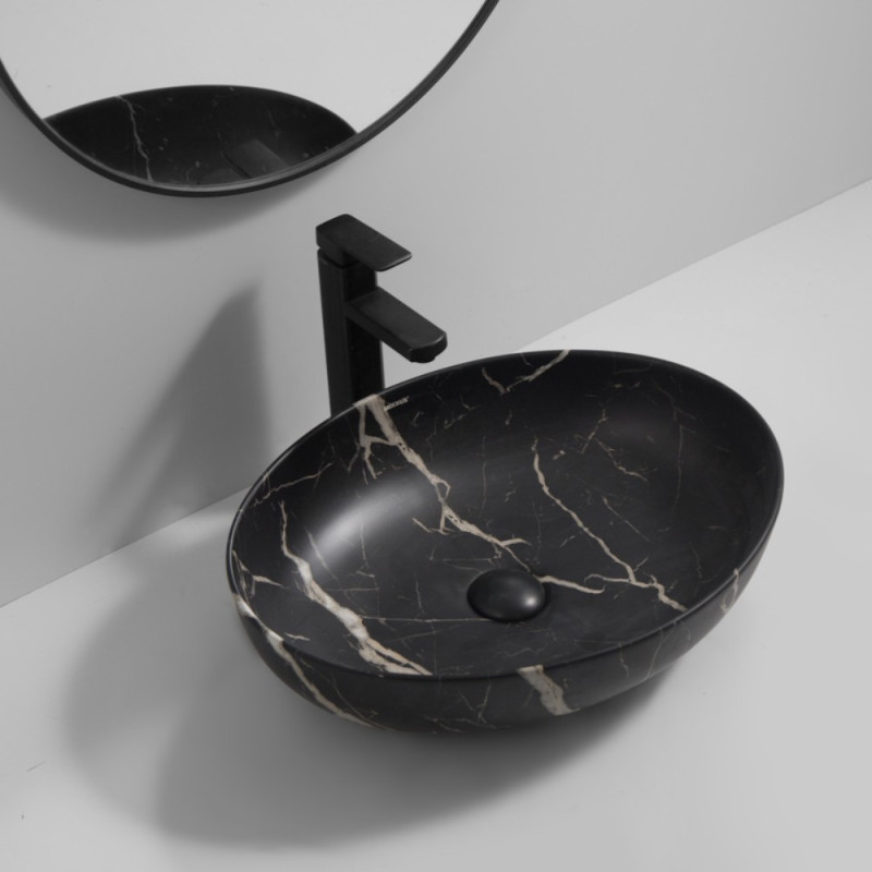 Раковина накладная Mixxus Premium ELLIPSE-0102 MARBLE 515х400х130mm (MP6552)