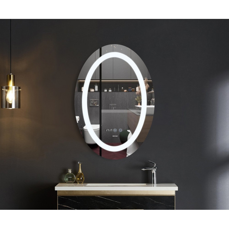 Дзеркало Mixxus PLAIN MV02-60x80 з Led Touch, Anti-fog, димером, регулятором яскравості, годинником (MI6933)