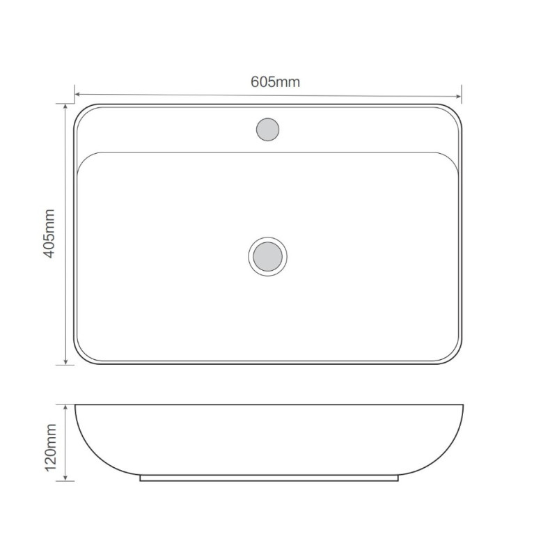 Раковина накладна Mixxus Premium BEVEL-0203 600х405х120mm з отвором під змішувач (MP6513)