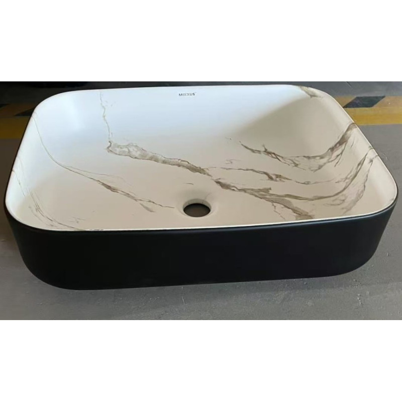 Раковина накладная MIXXUS PREMIUM DIVERSE-0110 MARBLE-BLACK 500х390х130mm (MP6517)