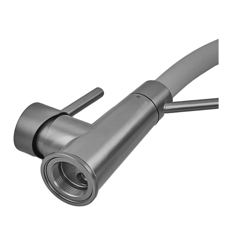 Смеситель для кухни с силиконовым изливом Zerix FUL-017 Graphite Refl.Gray из нерж. стали SUS304 (цв.графит) (ZX5996)