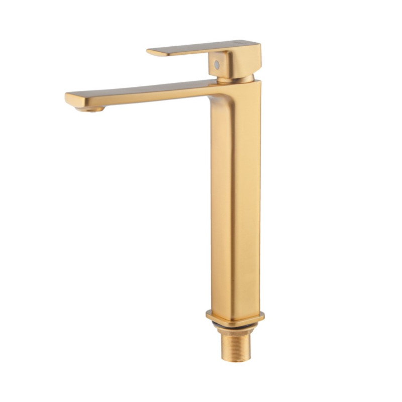 Смеситель для умывальника высокий Haiba KUBUS 001 (HIGH) BRUSHED GOLD (HB9623)