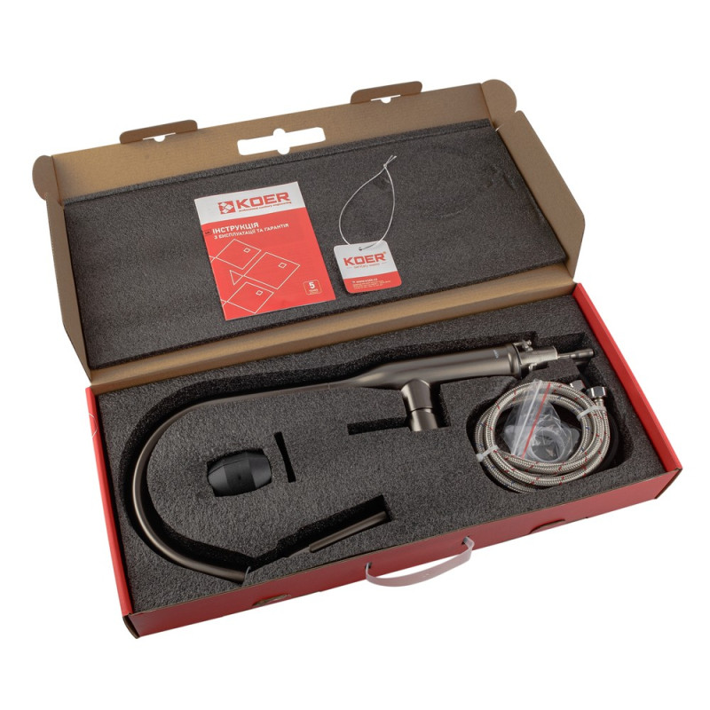 Кухонный смеситель с выдвижным изливом KOER KI-70004-07 (нерж. сталь) (KR3387)