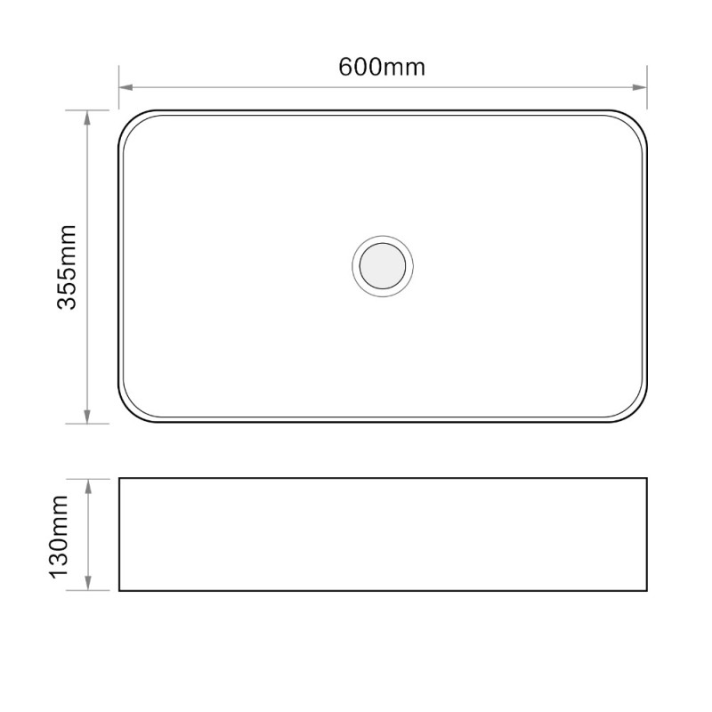Раковина накладна Mixxus Premium QUADRO-0106 600х355х130mm (MP6523)