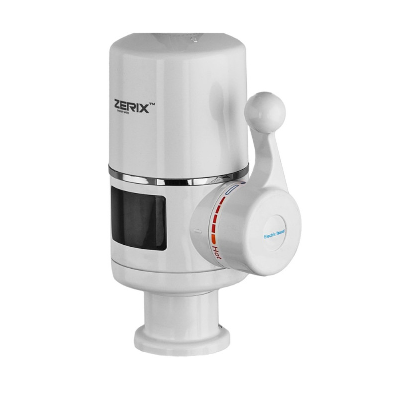Проточный водонагреватель Zerix ELW06-EF-WHITE 3,3 kW с индикатором температуры, силиконовый излив, на мойку (ZX5856)