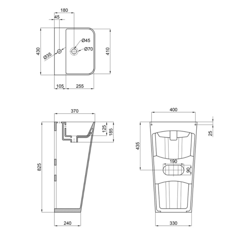 Раковина моноблок Mixxus STYLE-1101 з отвором під змішувач та переливом 440х380х830mm (MI6696)