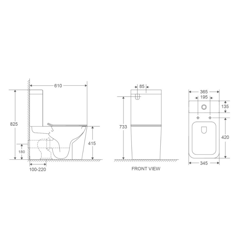 Унітаз-компакт Mixxus Premium QUADRO-0401-T1 610х365х825mm, система змиву TORNADO 1.0 (MP6588)