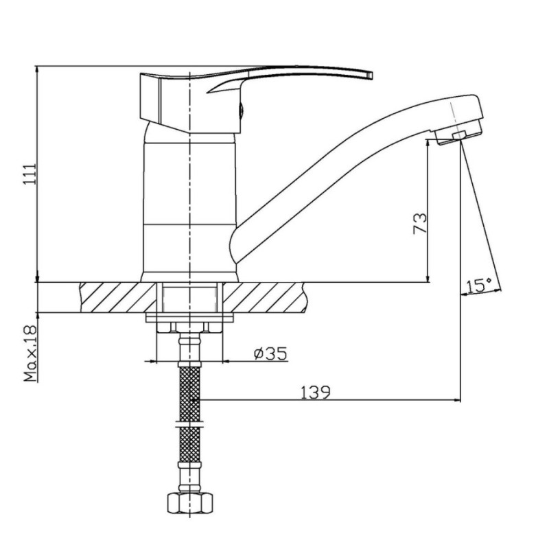 Смеситель для умывальника Haiba Onix 555 (излив 15 см) (HB0324)