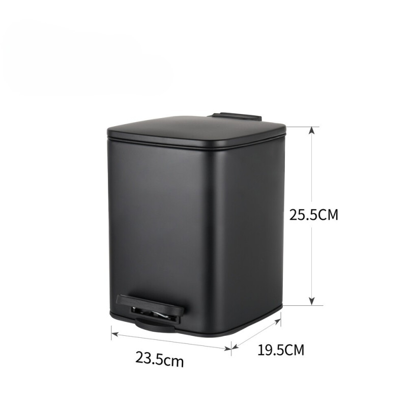 Мусорное ведро с плавным закрытием квадратное Zerix Kubix-TC0106 Black 6 л цвет черный (ZX5890)