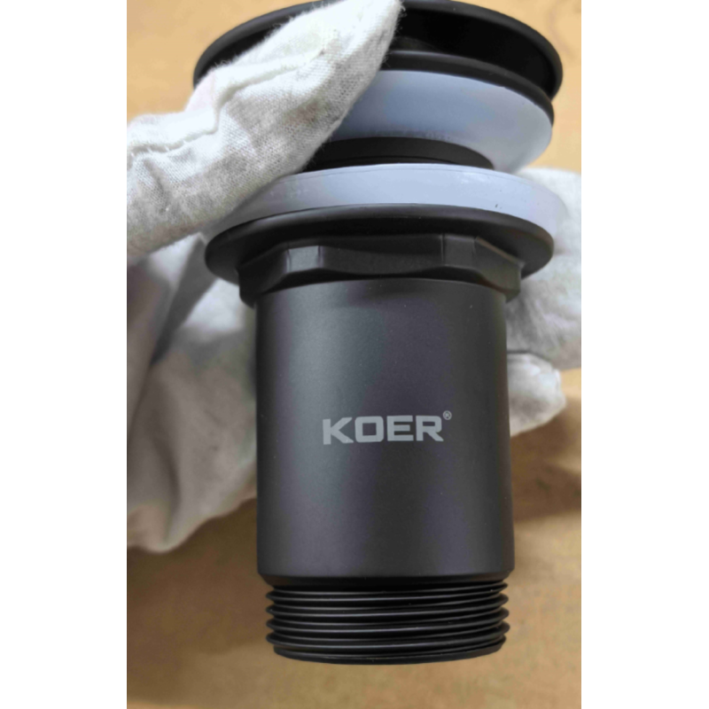 Донний клапан для раковини Koer PW-08-05 1 1/4''  без переливу автоматичний СLICK-СLACK (Колір чорн) (KR5789)