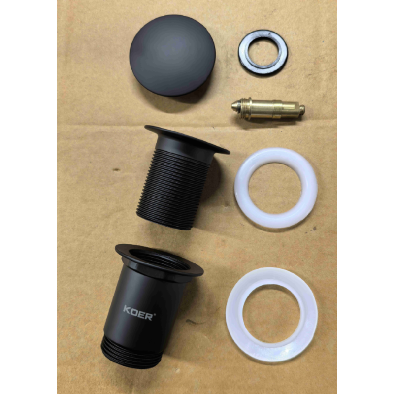 Донний клапан для раковини Koer PW-08-05 1 1/4''  без переливу автоматичний СLICK-СLACK (Колір чорн) (KR5789)