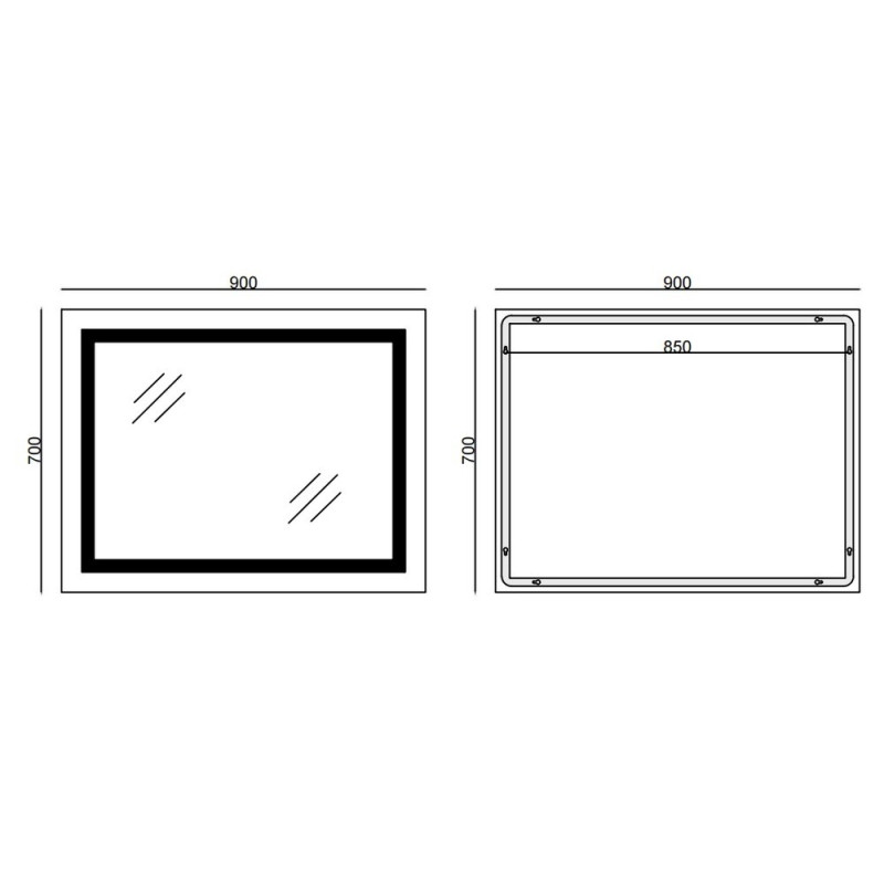 Дзеркало Mixxus WARM MR02-90x70 з Led Touch, Anti-fog, димером, регулятором яскравості, годинником (MI6673)